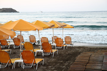 Image showing greece beach umbrella