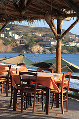 Image showing greece beach umbrella
