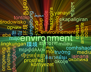 Image showing Environment multilanguage wordcloud background concept glowing