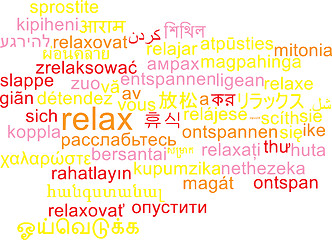 Image showing Relax multilanguage wordcloud background concept