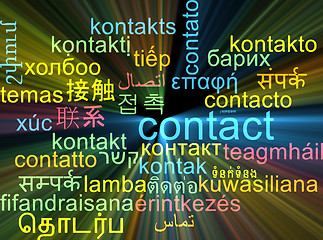 Image showing Contact multilanguage wordcloud background concept glowing