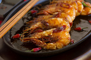 Image showing Sizzling Asian Prawns