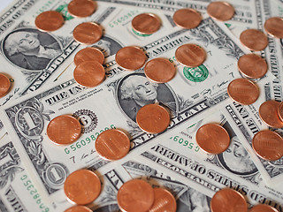 Image showing Dollar coins and notes