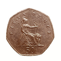 Image showing Retro look Fifty pence coin