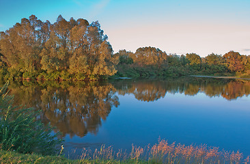 Image showing Early misty morning near the river.