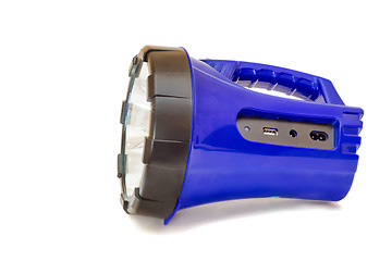 Image showing Electric rechargeable led flashlight on a white background.