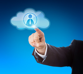 Image showing Arm Pointing At Knowledge Worker In Cloud Icon