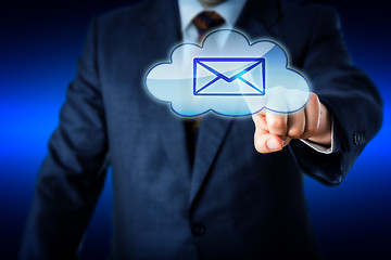 Image showing Business Man Touching Email In Blue Cloud Icon