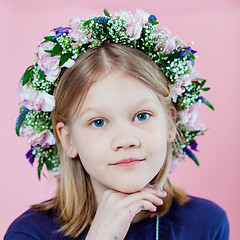 Image showing Portrait of a girl with garland