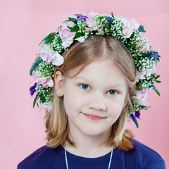 Image showing Portrait of a girl with garland