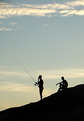 Image showing Fishing on the sunset