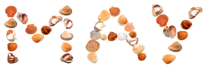 Image showing M A Y text composed of seashells
