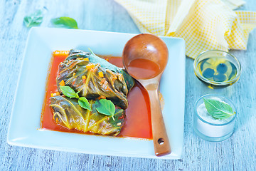 Image showing dolma with tomato sauce