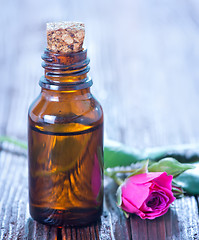 Image showing rose oil in bottle 