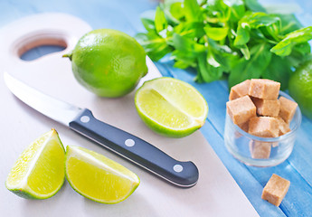 Image showing fresh limes with sugar 