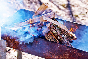 Image showing barbecue in the forest