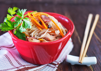 Image showing rice noodles with meat 