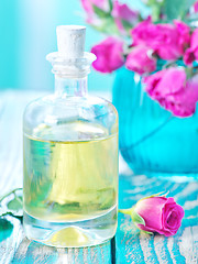 Image showing rose oil in glass bottle