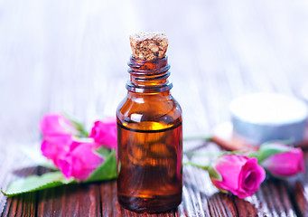 Image showing rose oil in bottle 