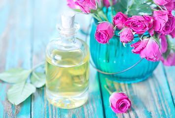 Image showing rose oil in glass bottle