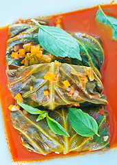 Image showing dolma with tomato sauce