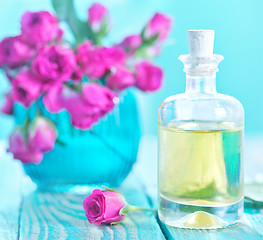 Image showing rose oil in glass bottle