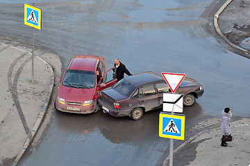 Image showing crash of passenger cars on the road in Tyumen, Russia