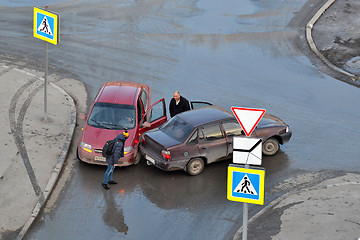 Image showing crash of passenger cars on the road in Tyumen, Russia.