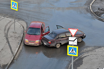 Image showing crash of passenger cars on the road in Tyumen, Russia.