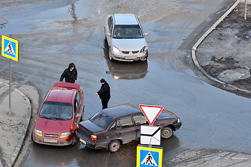 Image showing crash of passenger cars on the road in Tyumen, Russia.