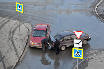 Image showing crash of passenger cars on the road in Tyumen, Russia.