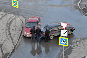 Image showing crash of passenger cars on the road in Tyumen, Russia.