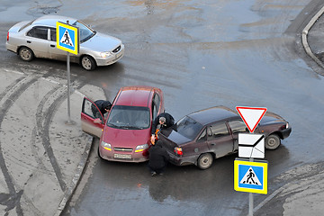 Image showing crash of passenger cars on the road in Tyumen, Russia.