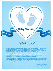 Image showing Blue baby shower invitation with text