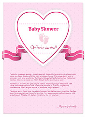 Image showing Pink baby shower invitation with text