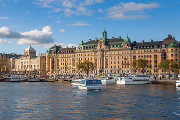 Image showing Stockholm, Sweden - April 30, 2011:  view on the harbor part of Stockholm city.