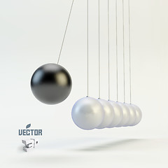 Image showing Newtons Cradle Vector Illustration. Business 3D Concept.