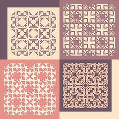 Image showing Set of four seamless patterns. Vintage geometric ornaments. 