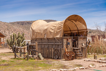 Image showing Horse barn with blue sky