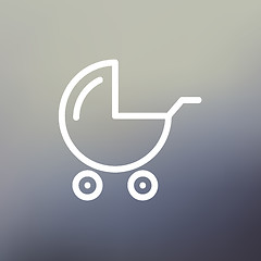 Image showing Baby stroller thin line icon