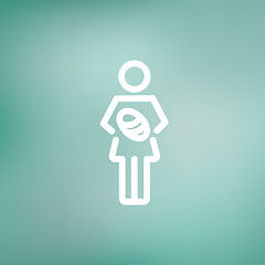 Image showing Mother breastfeeding her baby thin line icon