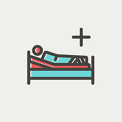 Image showing Patient is lying on medical bed thin line icon