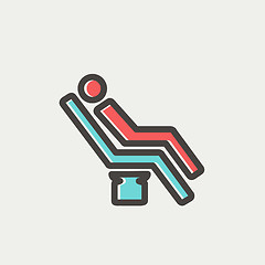 Image showing Man sitting on the dental chair thin line icon