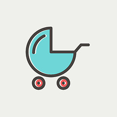 Image showing Baby stroller thin line icon