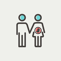 Image showing Husband with pregnant wife thin line icon