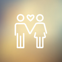 Image showing Loving couple thin line icon