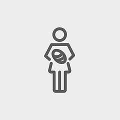 Image showing Mother breastfeeding her baby thin line icon