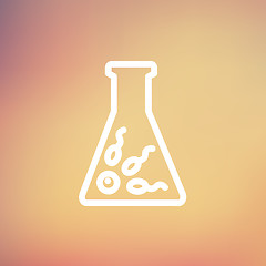 Image showing Chemical bottle with virus bacteria thin line icon