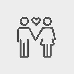 Image showing Loving couple thin line icon