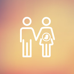 Image showing Husband with pregnant wife thin line icon